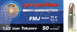 Prvi Partizan 7,62x25 Tokarev 